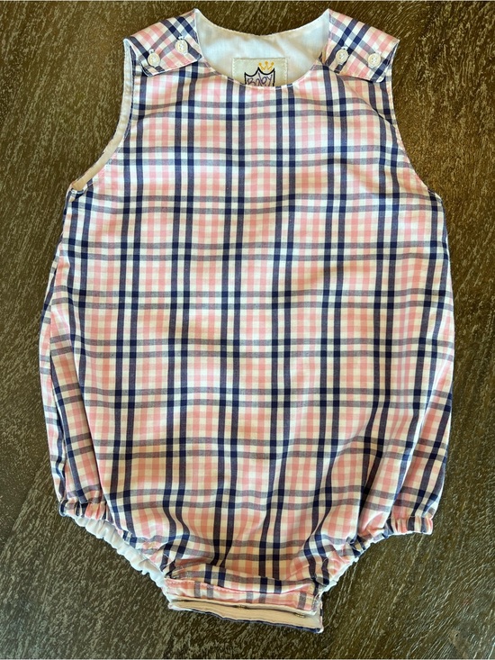 Baby Snob Other - Boutique Baby Snob Pink and Navy Plaid Bubble Romper